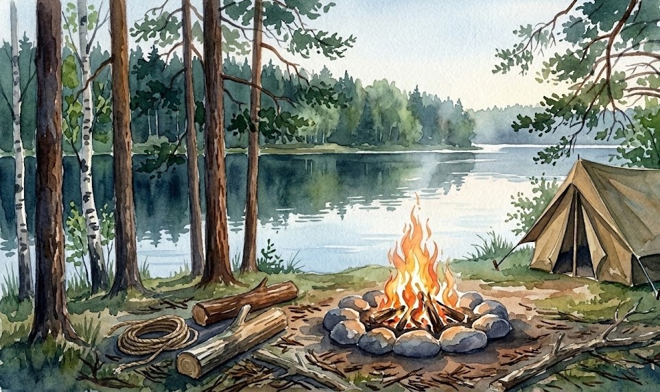 Ладожские шхеры с палаткой