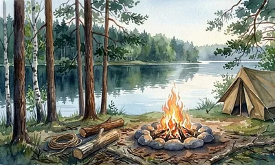 Ладожские шхеры с палаткой