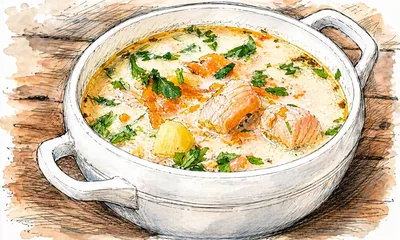 Лохикейтто — карело-финский суп с лососем и сливками